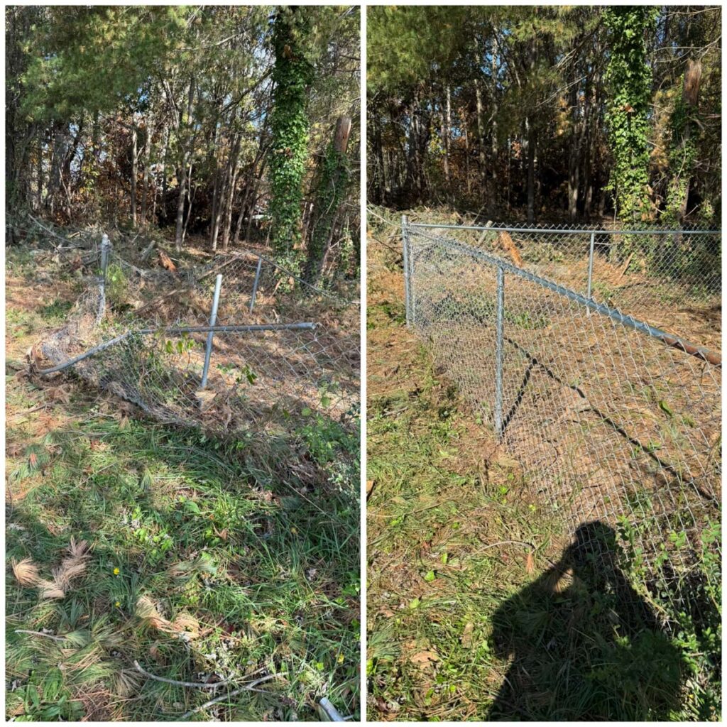 chainlink fence repaired by Francis Brothers, before and after photos