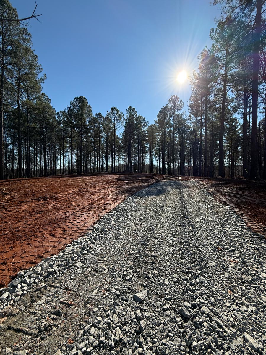 site prep for new home after Francis Brothers cleared the property and installed a gravel driveway